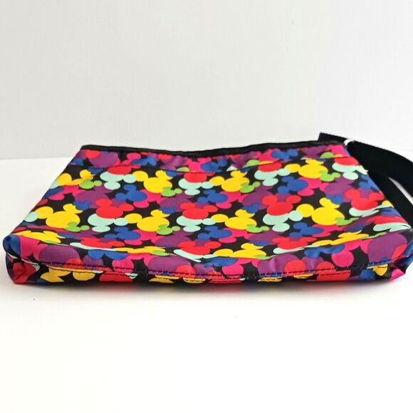 NEW Disney Parks Lg Nylon Crossbody Bag Multicolor Mickey Head Icon Blk Strap - Picture 7 of 11